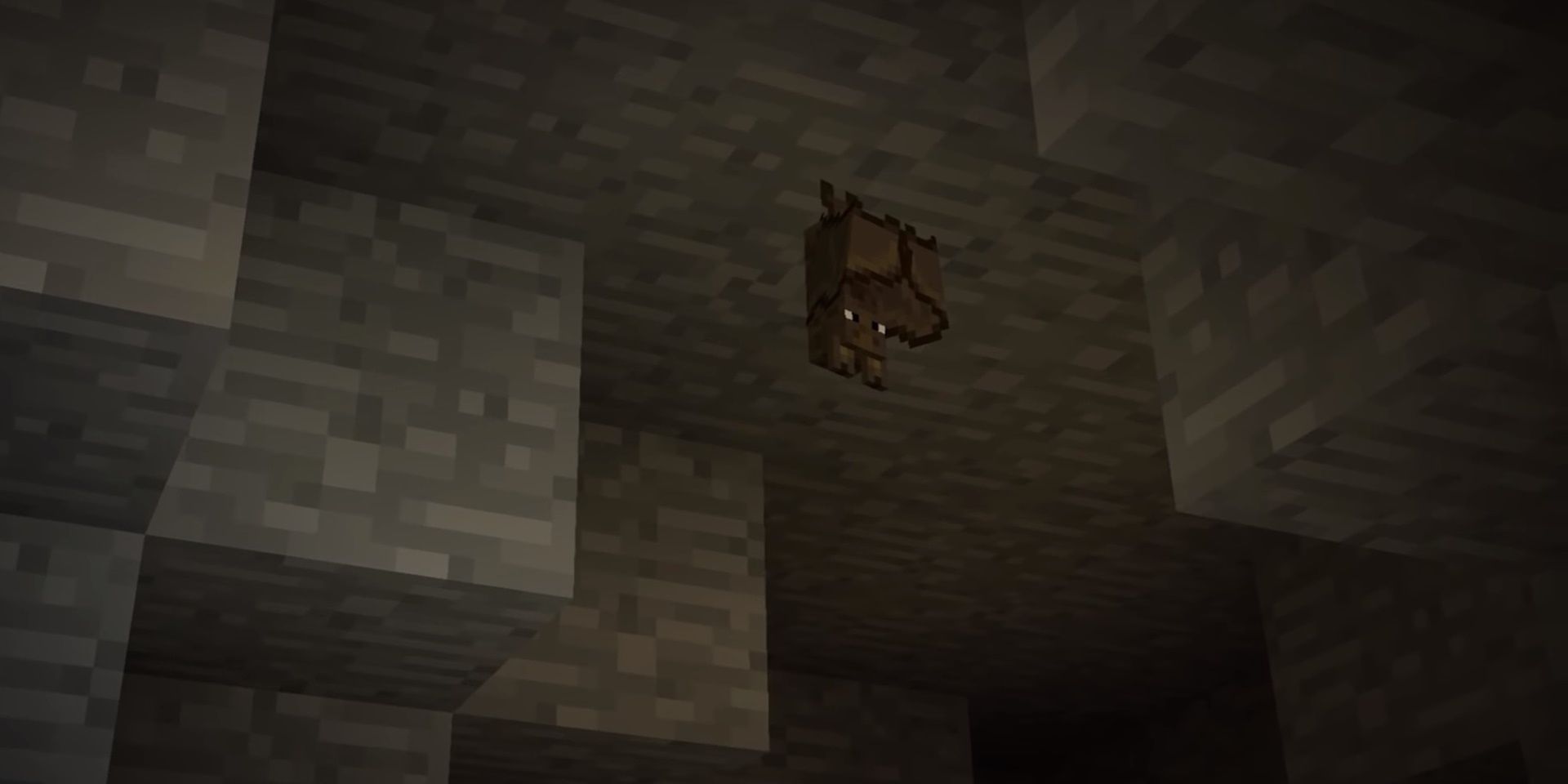 A bat sleeping on ceiling in Minecraft