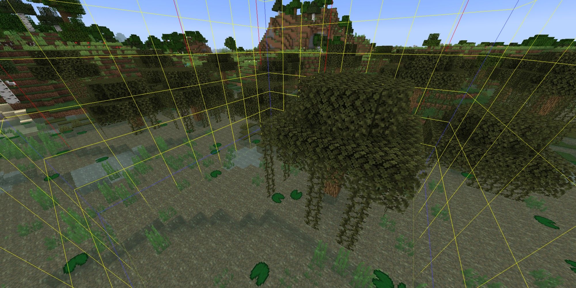 minecraft slime chunk highlighted in swamp area