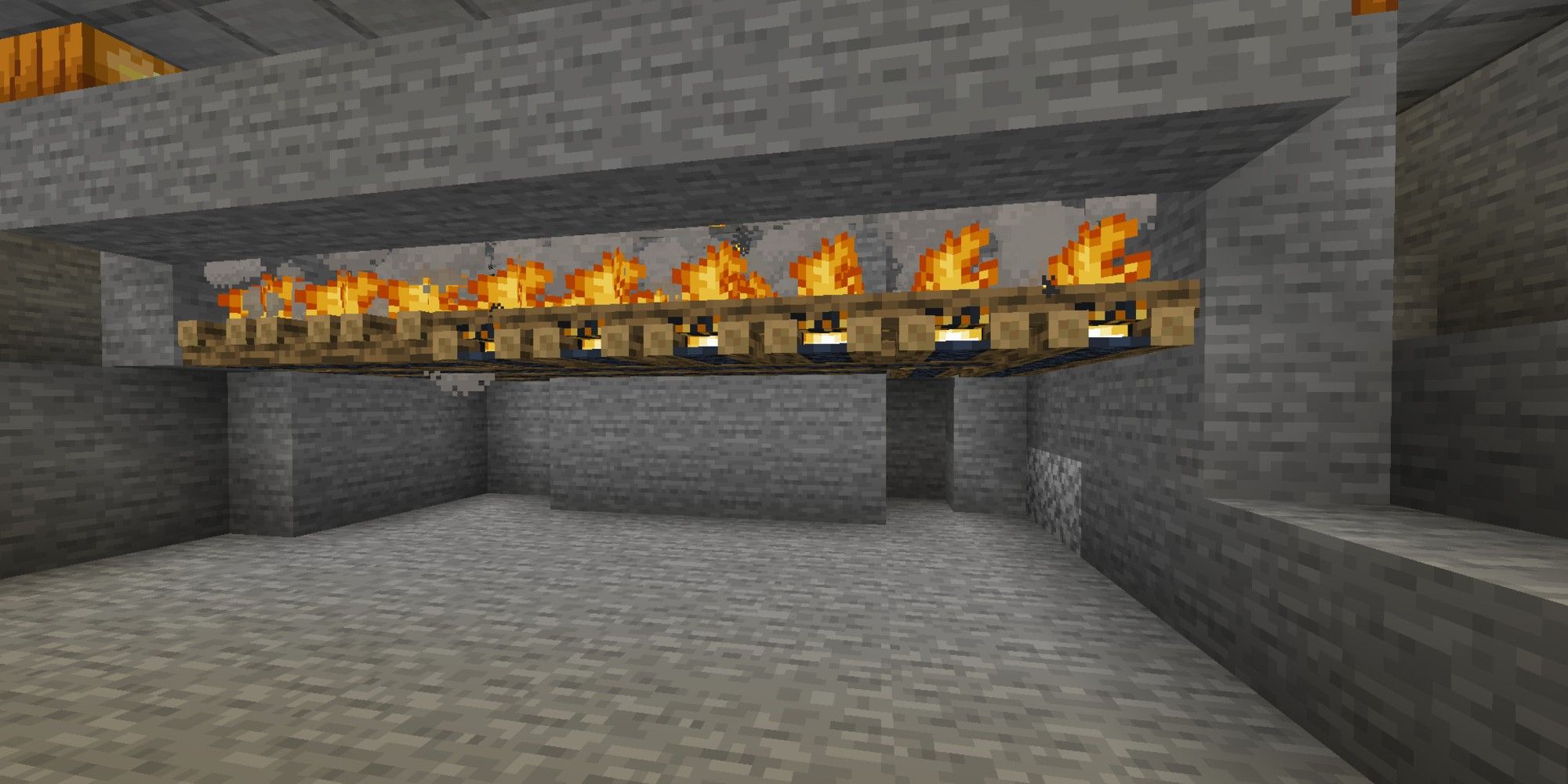 minecraft underneath campfires with 2 additional blocks removed
