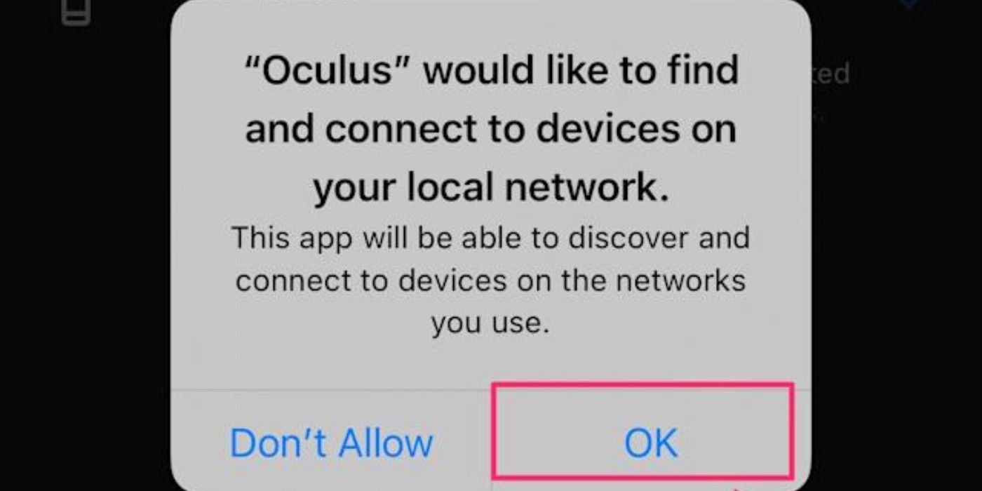 Ein Fenster, das zeigt, wie Sie Ihr WLAN in der Oculus-App verbinden