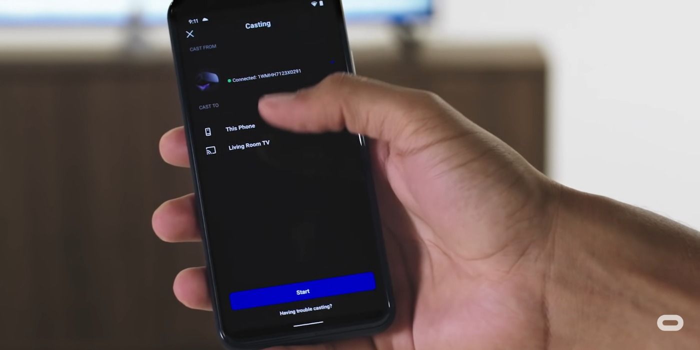 Mobile casting location on the Oculus App