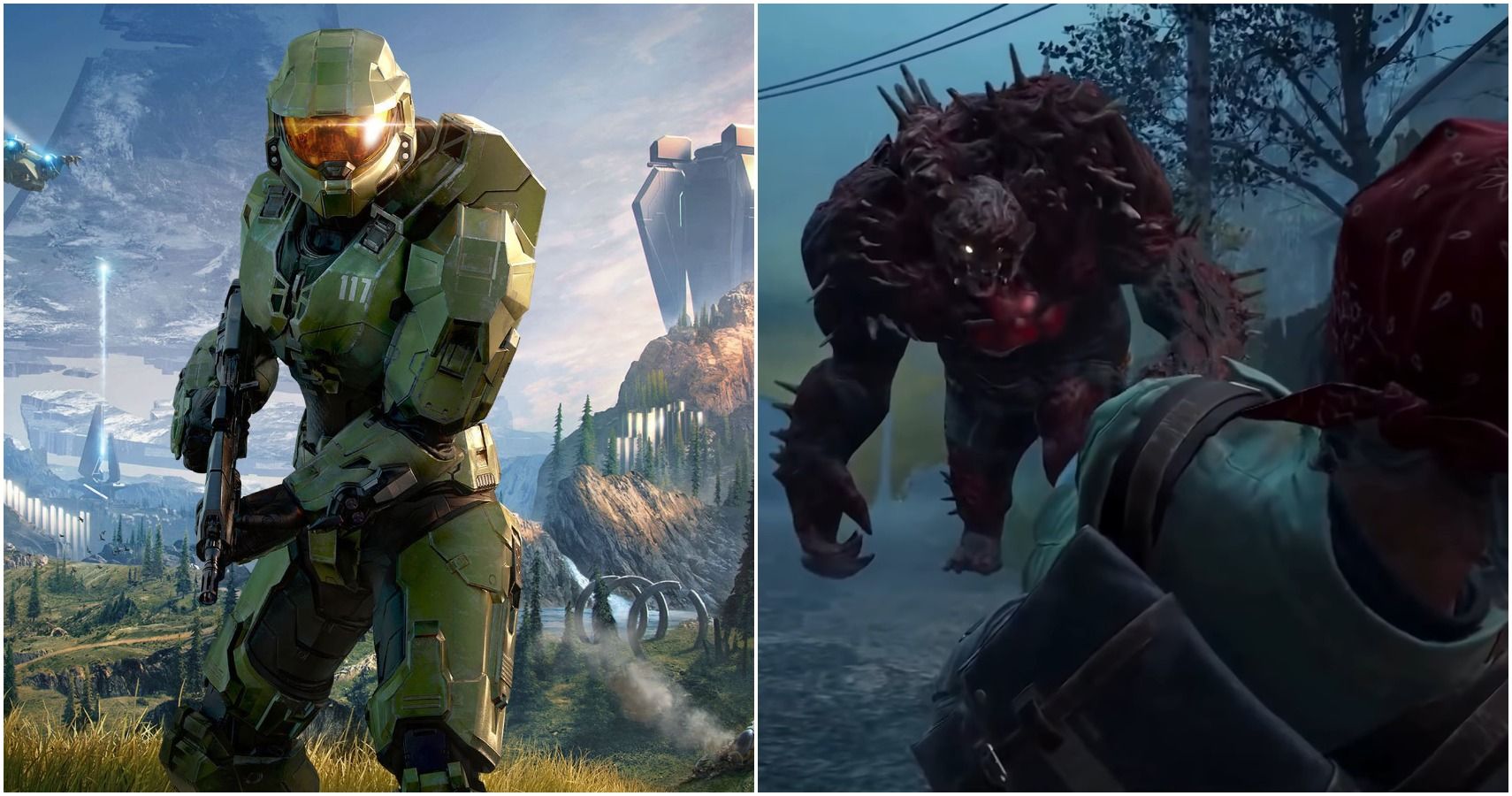 master chief and large zombie in back 4 blood