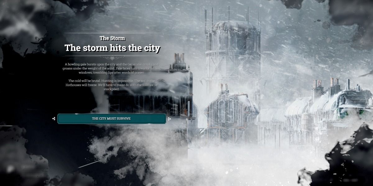 the final storm hits the city in Frostpunk
