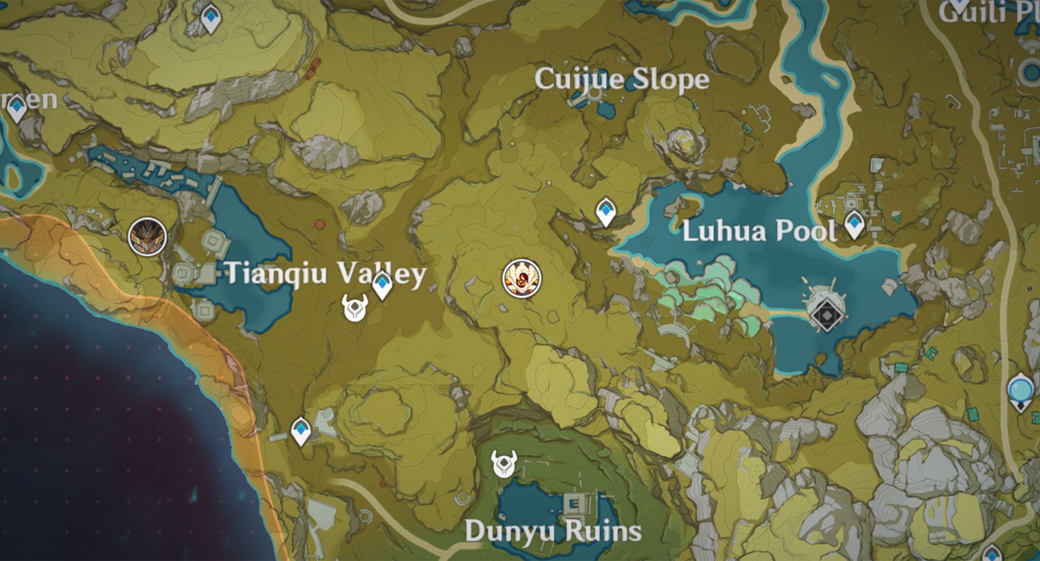 Map for finding Pyro Regisvine in Liyue