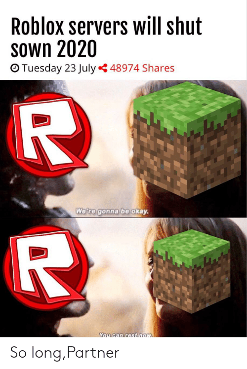 Roblox Shutting Down Meme with Minecraft