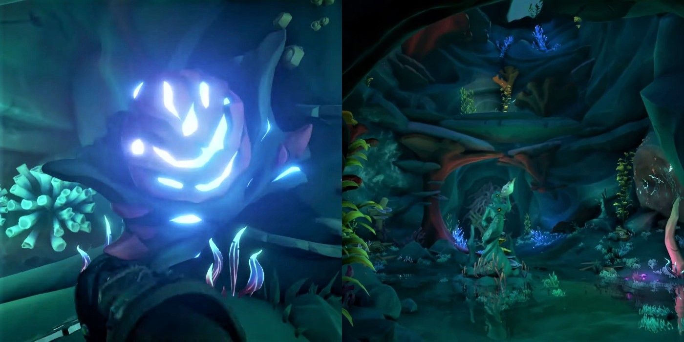 Blue flower and mermaid room in The Sunken Pearl Tall Tale in Sea of Thieves