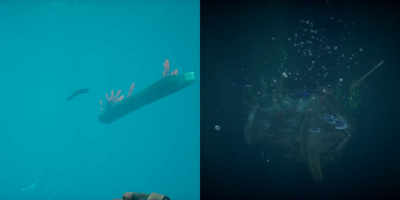Dive into the water during The Sunken Pearl Tall Tale in Sea of Thieves