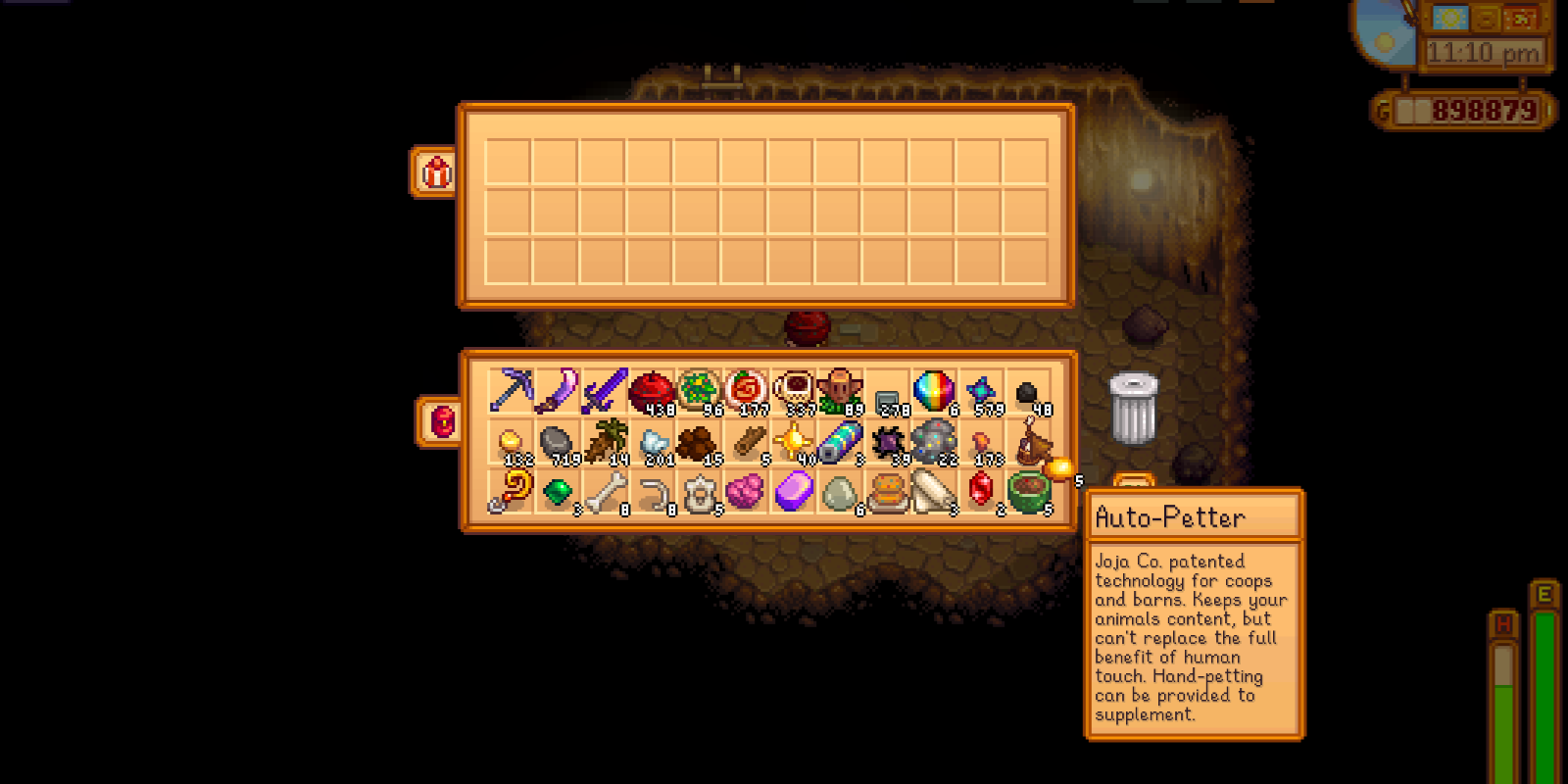 the description for the auto-petter is displayed in the inventory.