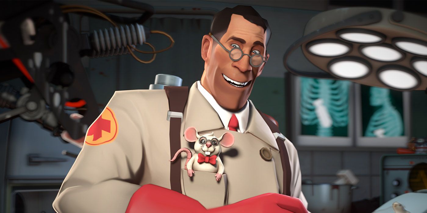 The Medic with a mouse in his chest pocket from Team Fortress 2.