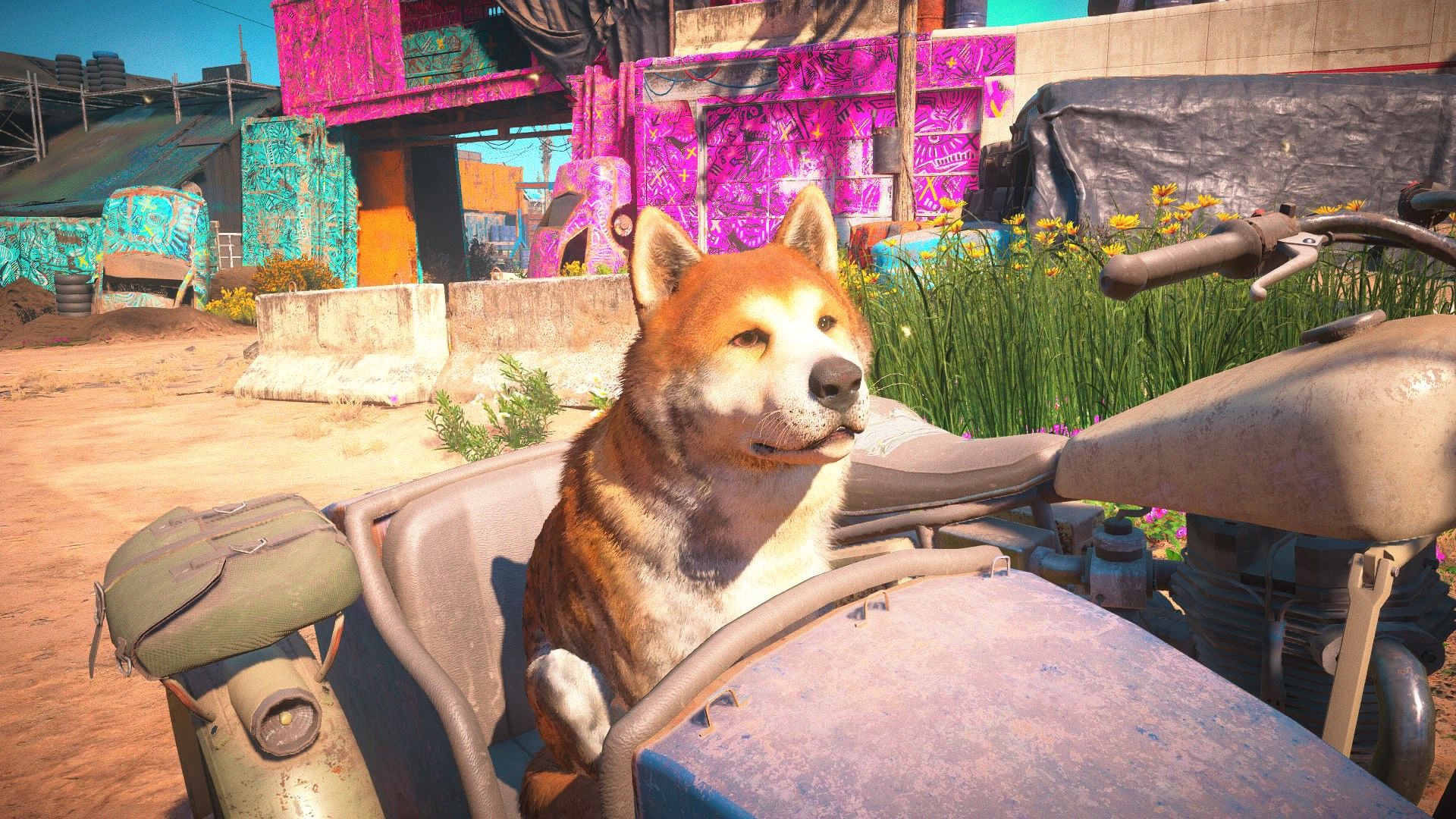 timber in far cry new dawn riding a motorcycle