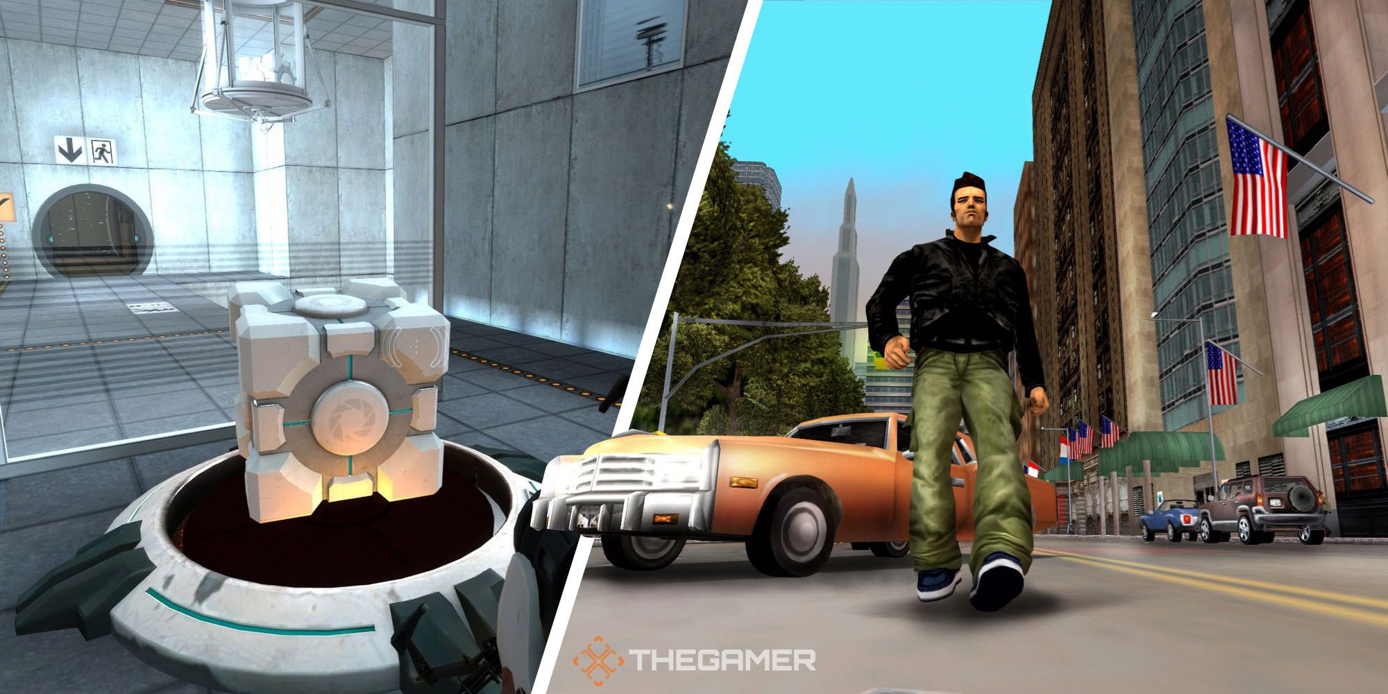 Split image of Portal and Grand Theft Auto III
