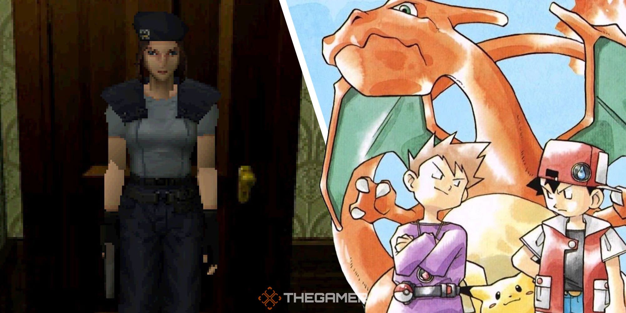 Split image of Resident Evil and Pokemon Red/Blue