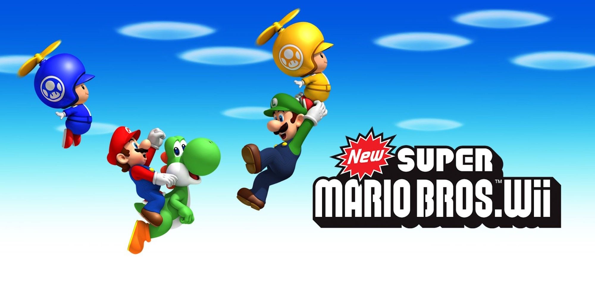 Promo art featuring characters From New Super Mario Bros. Wii
