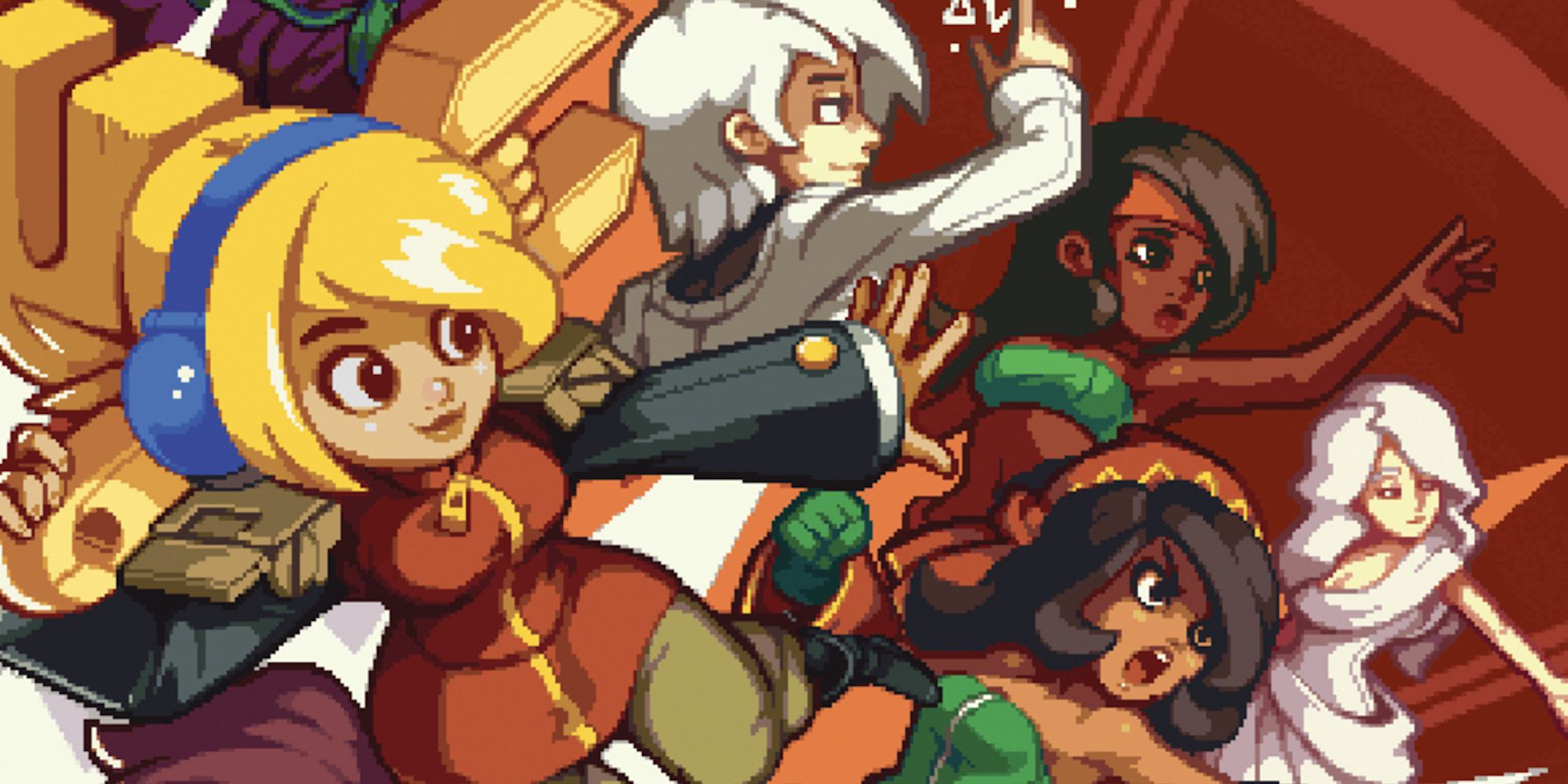 Promo art featuring characters  from Iconoclasts
