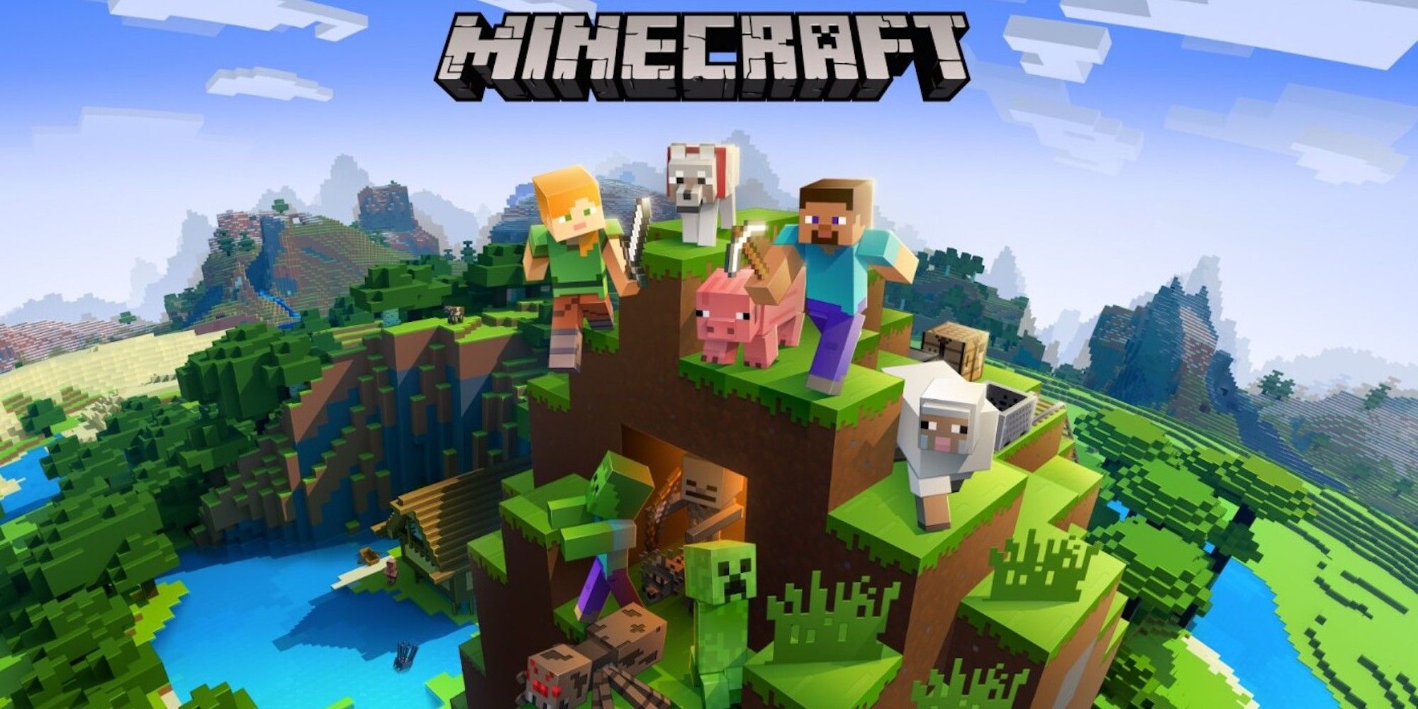 Promo art featuring characters  from Minecraft