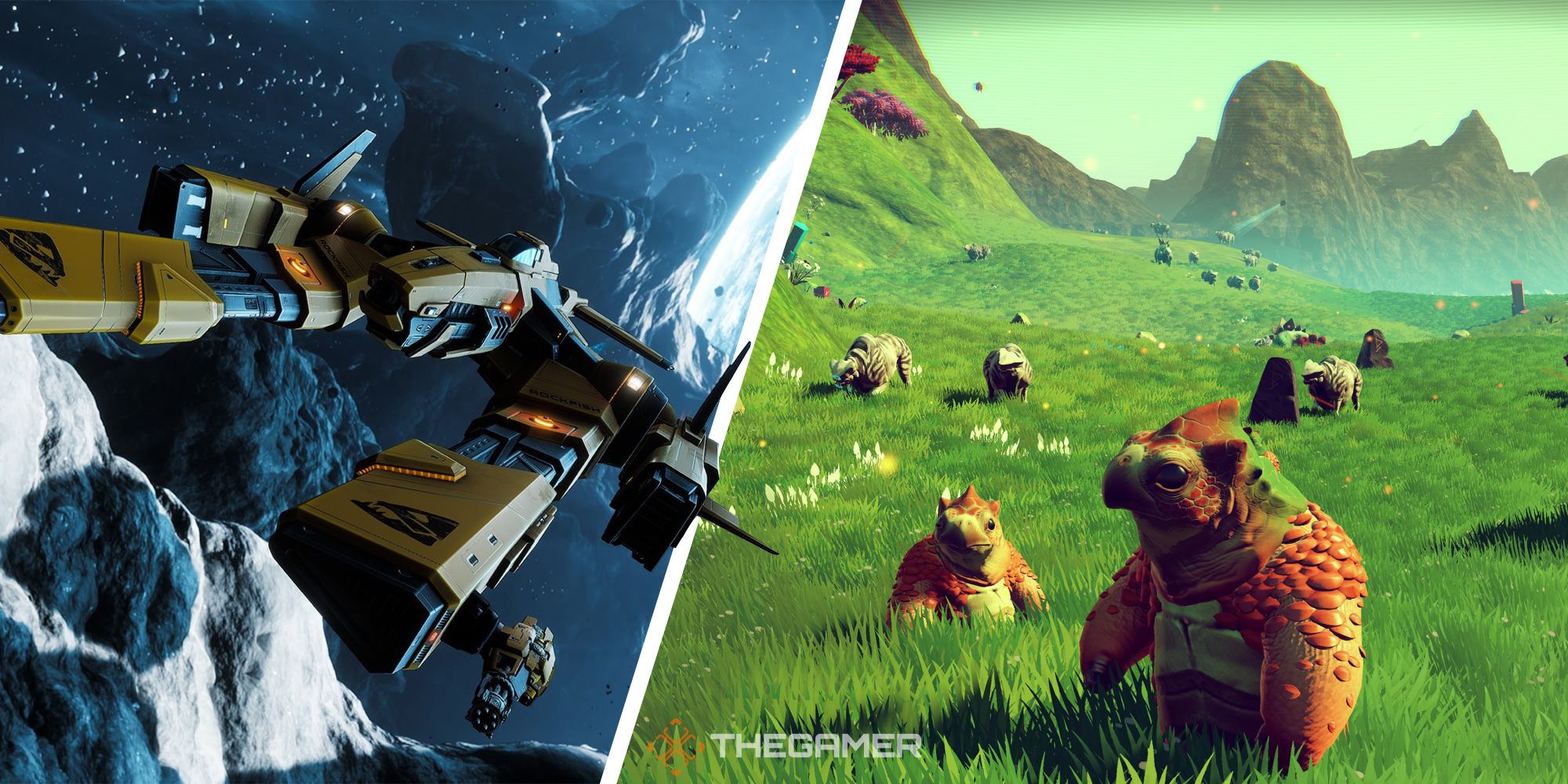 Split image of Everspace 2 and No Man's Sky