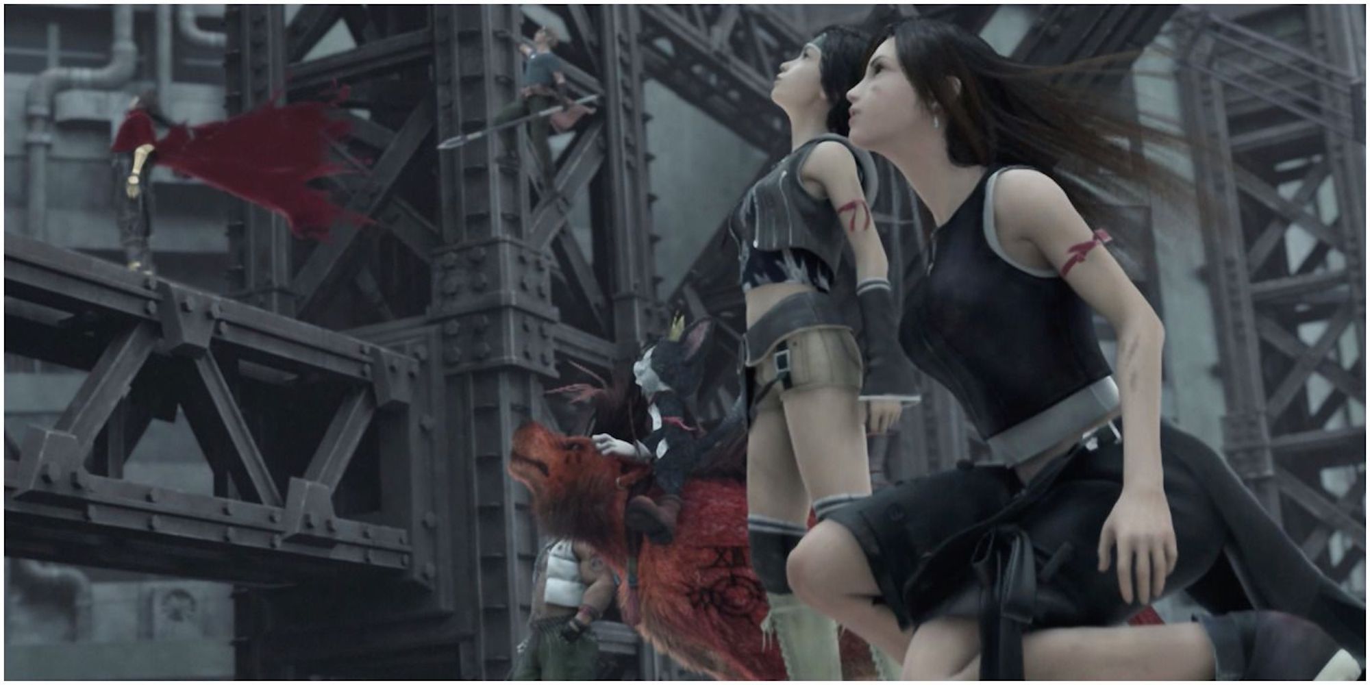 Characters gathered together in Final Fantasy VII: Advent Children
