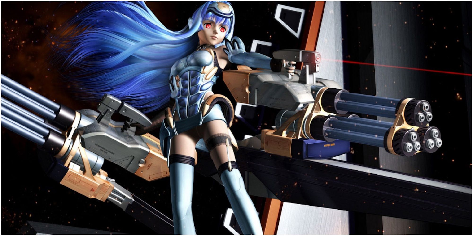 Kos-Mos using mini guns Xenosaga