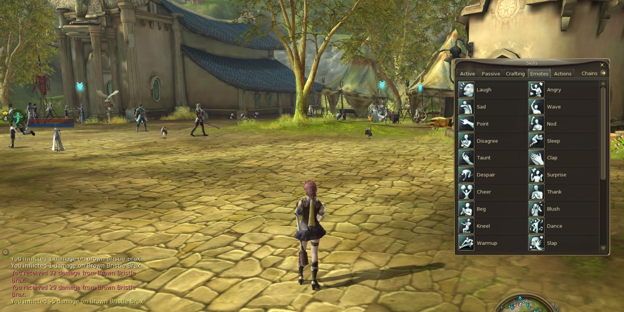Aion player walking through city with menu open on the right of the screen