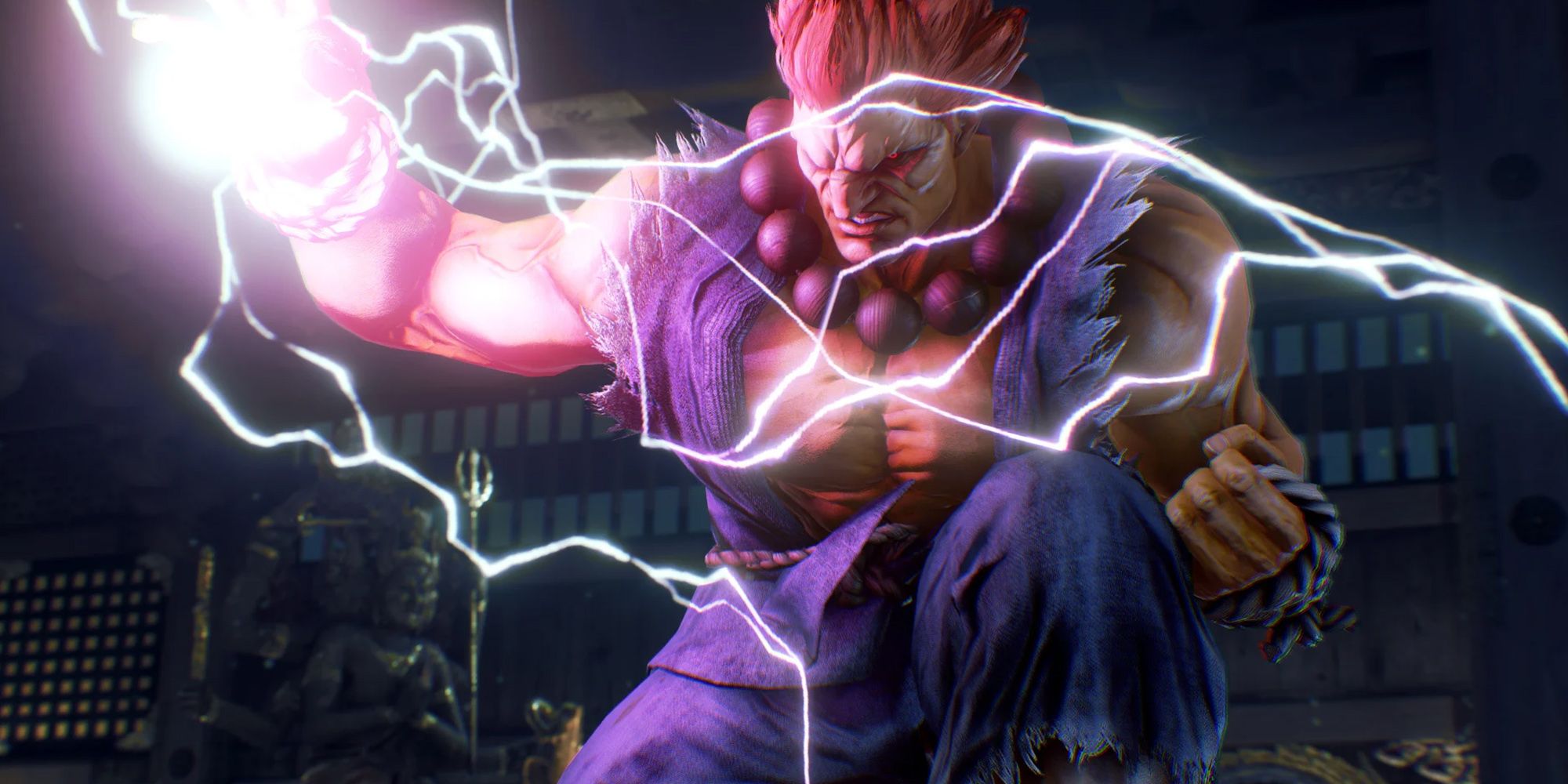 Akuma clenching one fist while lighting comes out of the other