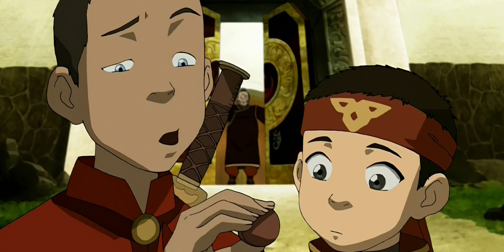 Avatar The Last Airbender - Sokka Looking At A White Lotus Tile