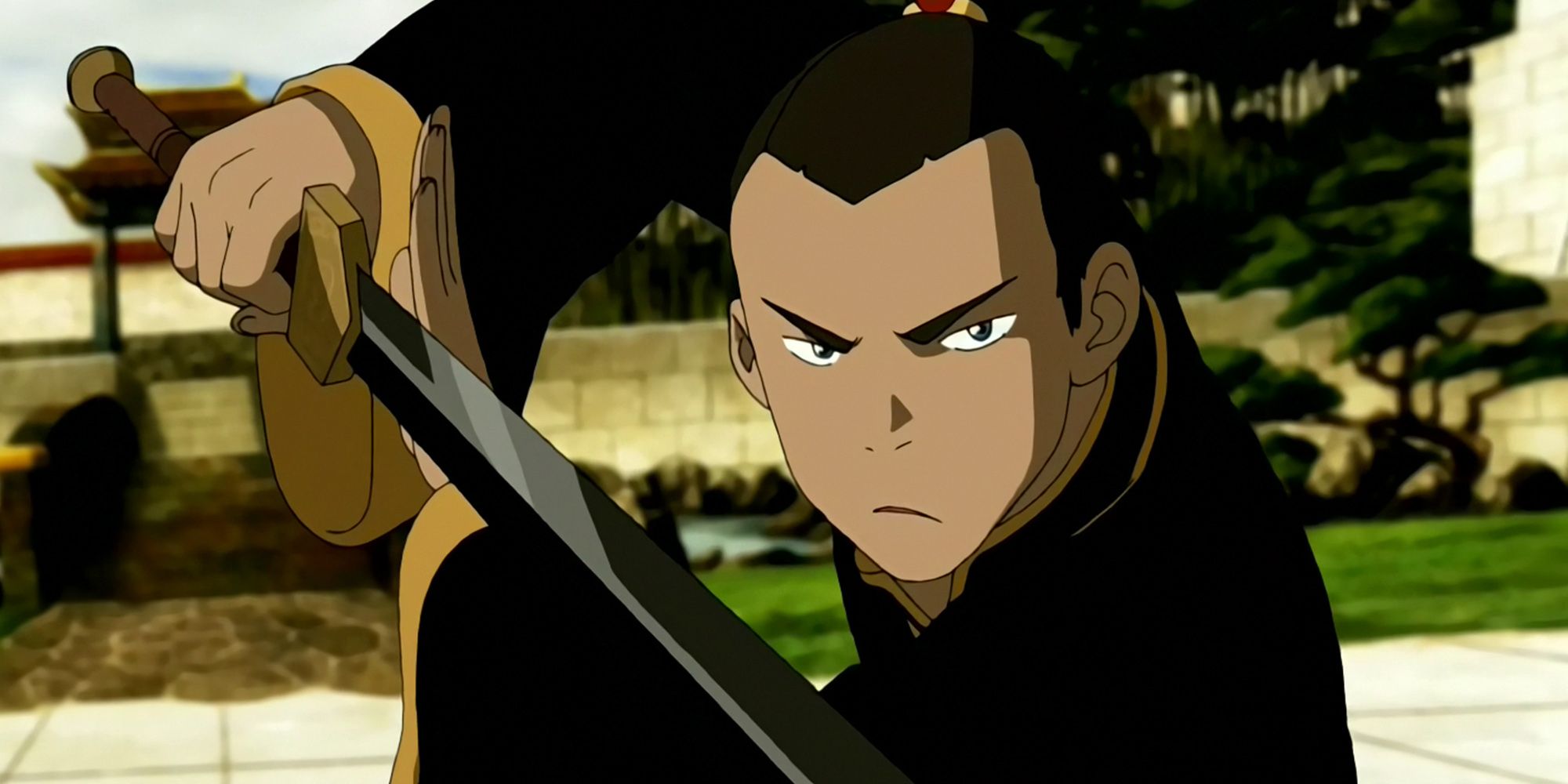 Avatar The Last Airbender - Sokka Ready With His Sword To Spar Against His Master