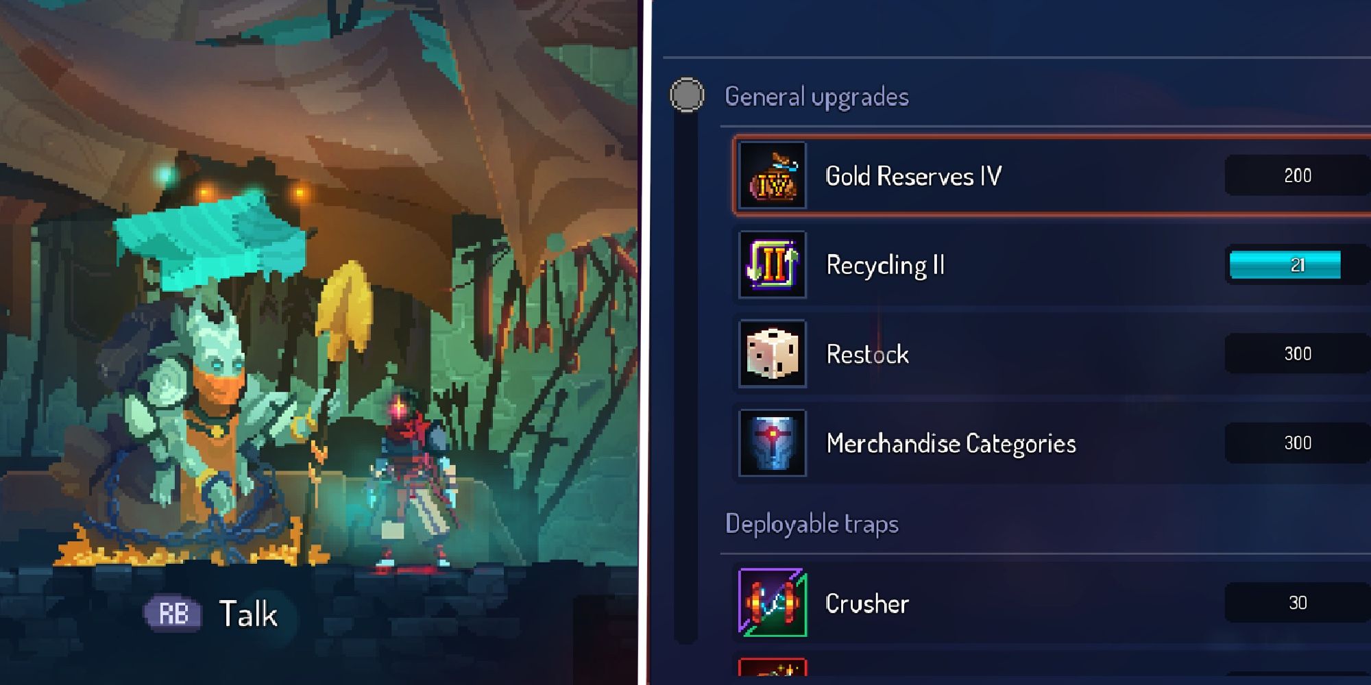 Split Image Of Dead Cells Purchase Screens For Gold And Cells