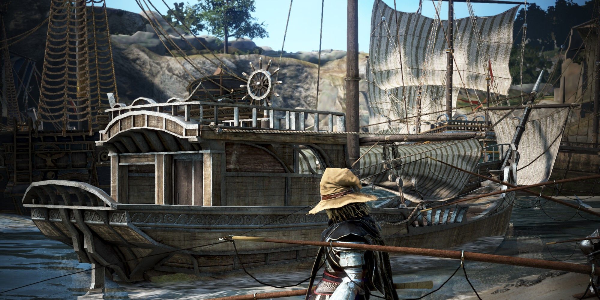 player standing next to Epheria Cog at harbor