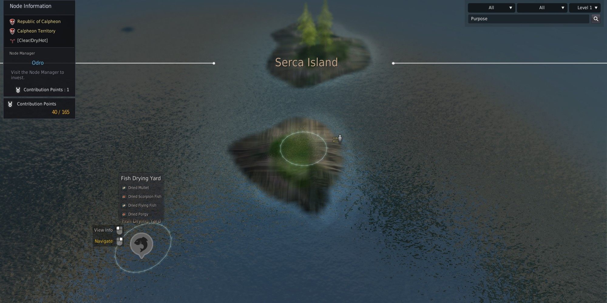 map zoomed on cerca island node