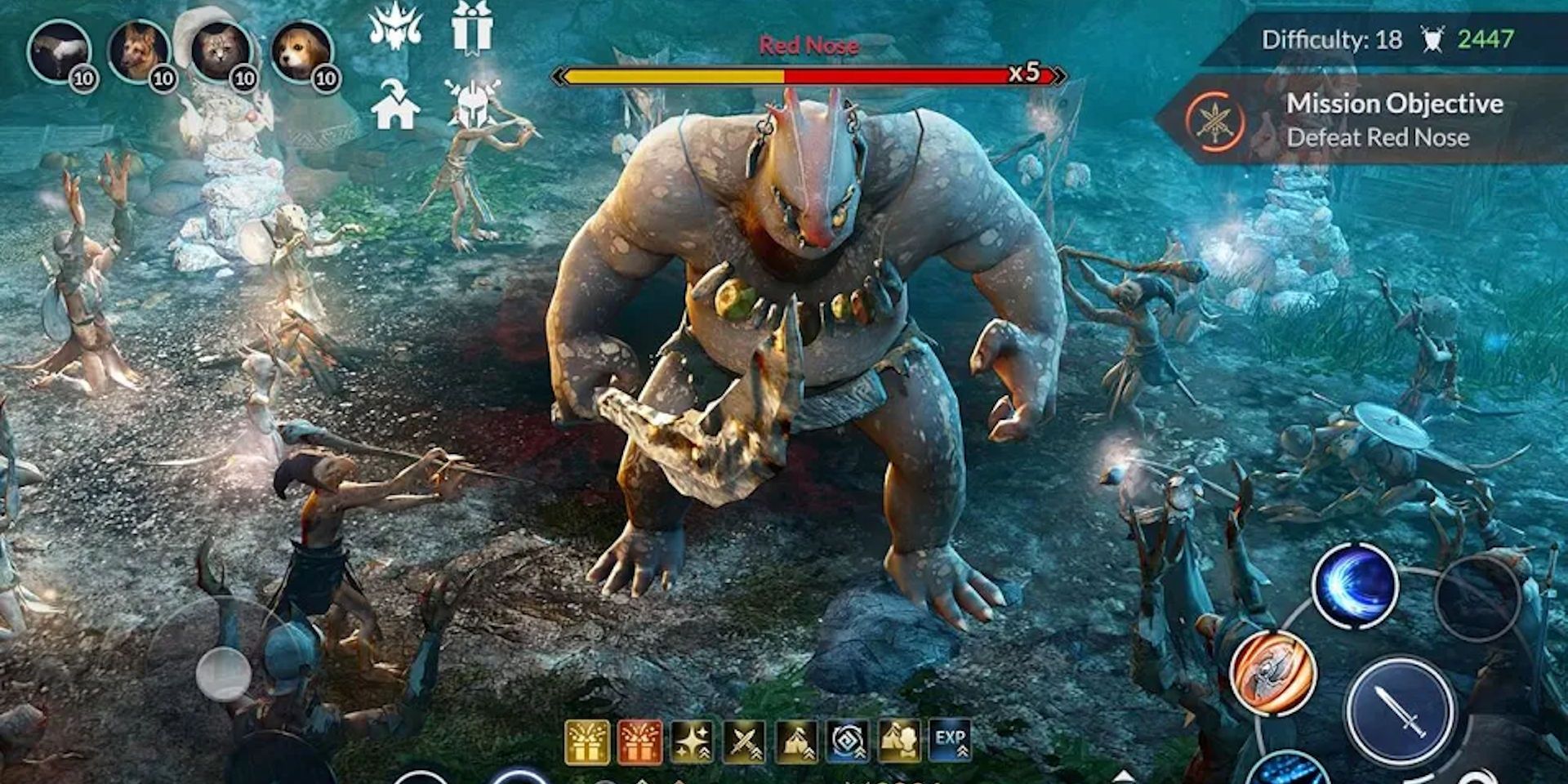 A player fighting Red Nose in Black Desert Mobile