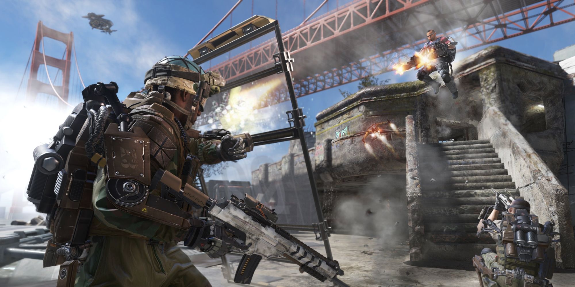 Call Of Duty Advanced Warfare Screenshot soldier shielding themselves from bullets