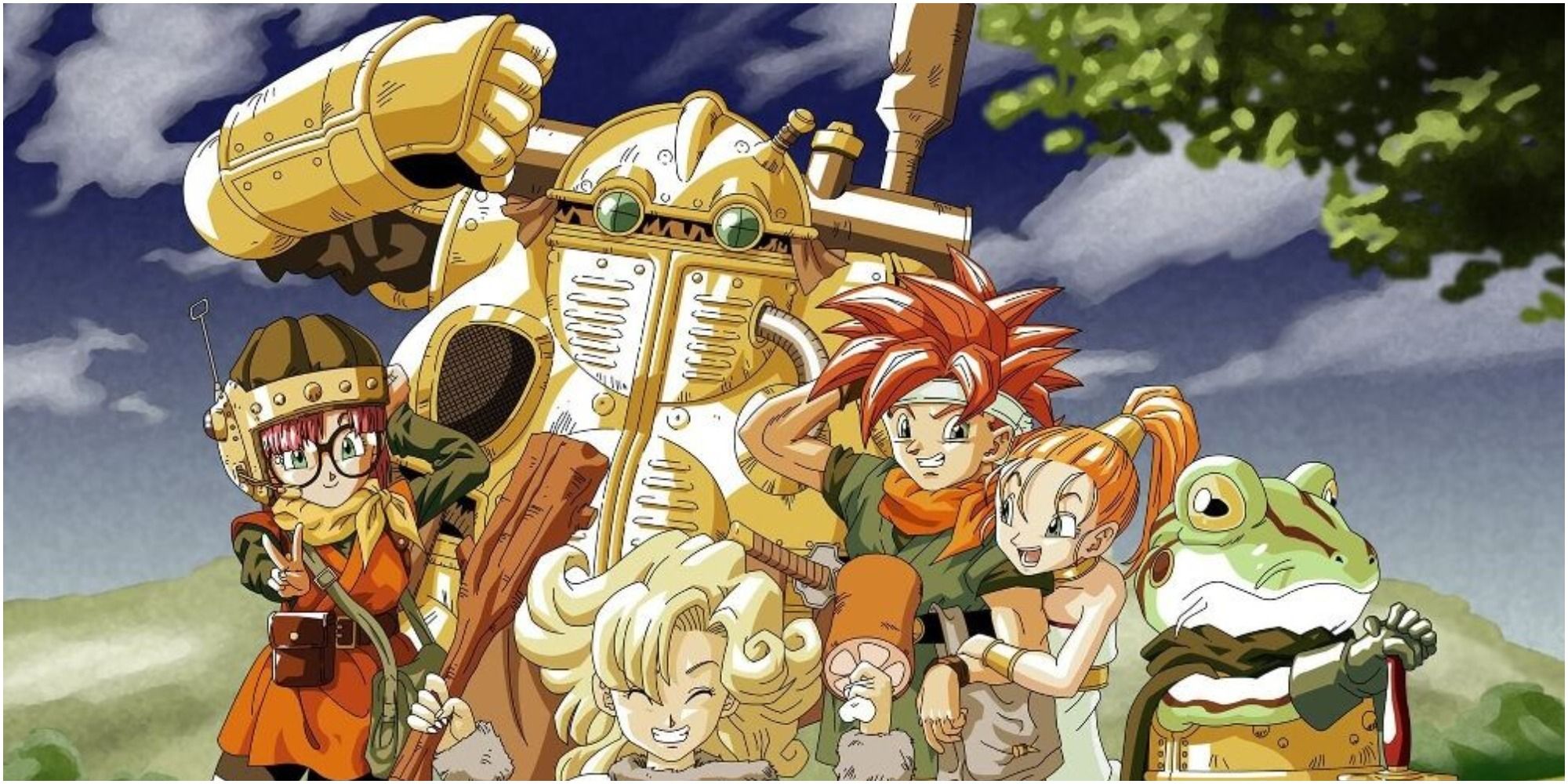 Chrono Trigger Colorized Art Of The Team Posing For A Picture