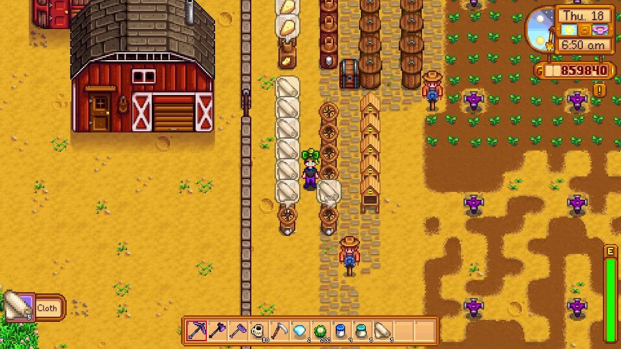 stardew valley - looms producing cloth