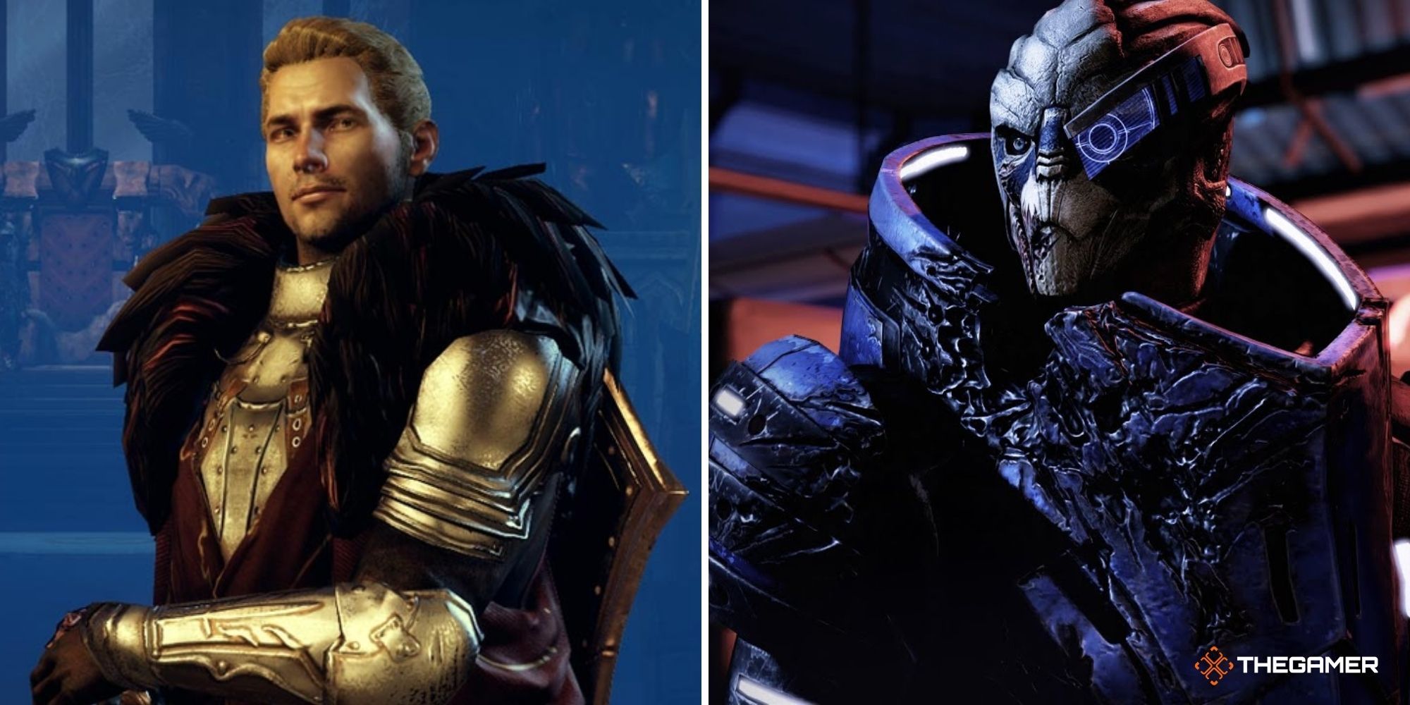 Cullen Rutherford from Dragon Age Inquisition (left), Garrus Vakarian from Dragon Age 3 (right)