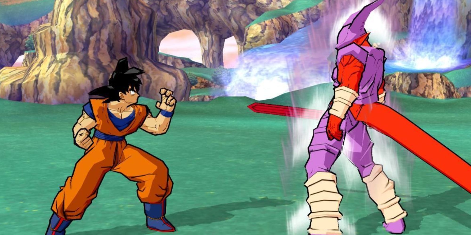 Goku and Janemba lock stares as they prepare to fight.