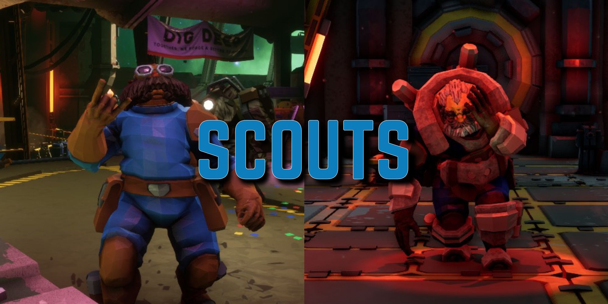 Deep Rock Galactic scout dancing and a scout injured in end screen