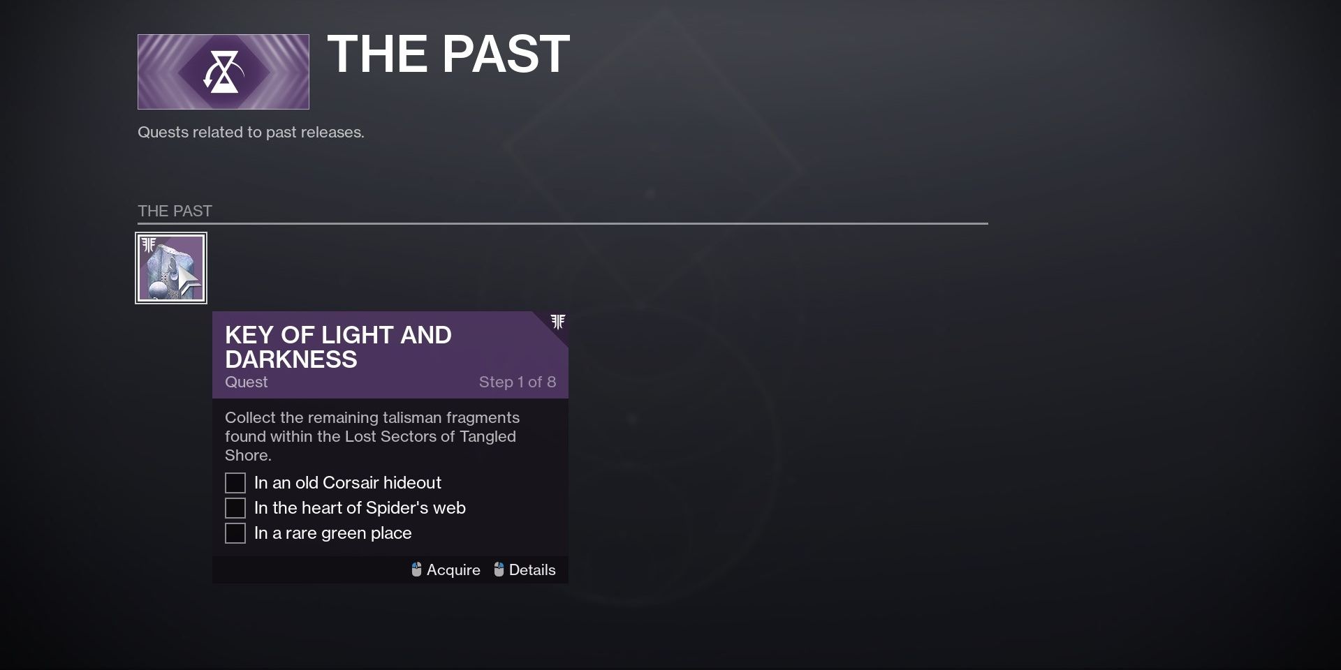 Destiny 2 Quest Archive The Past Section