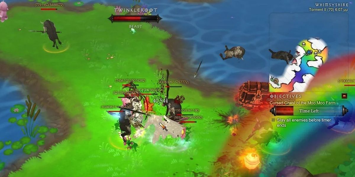 Diablo 3 Wurmshyre Cow level player defeating enemies