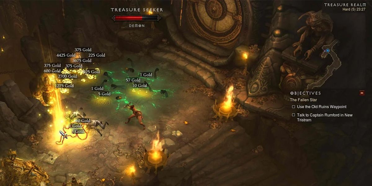 Diablo 3 a player battling a Treasure Seeker in the Treasure Realm