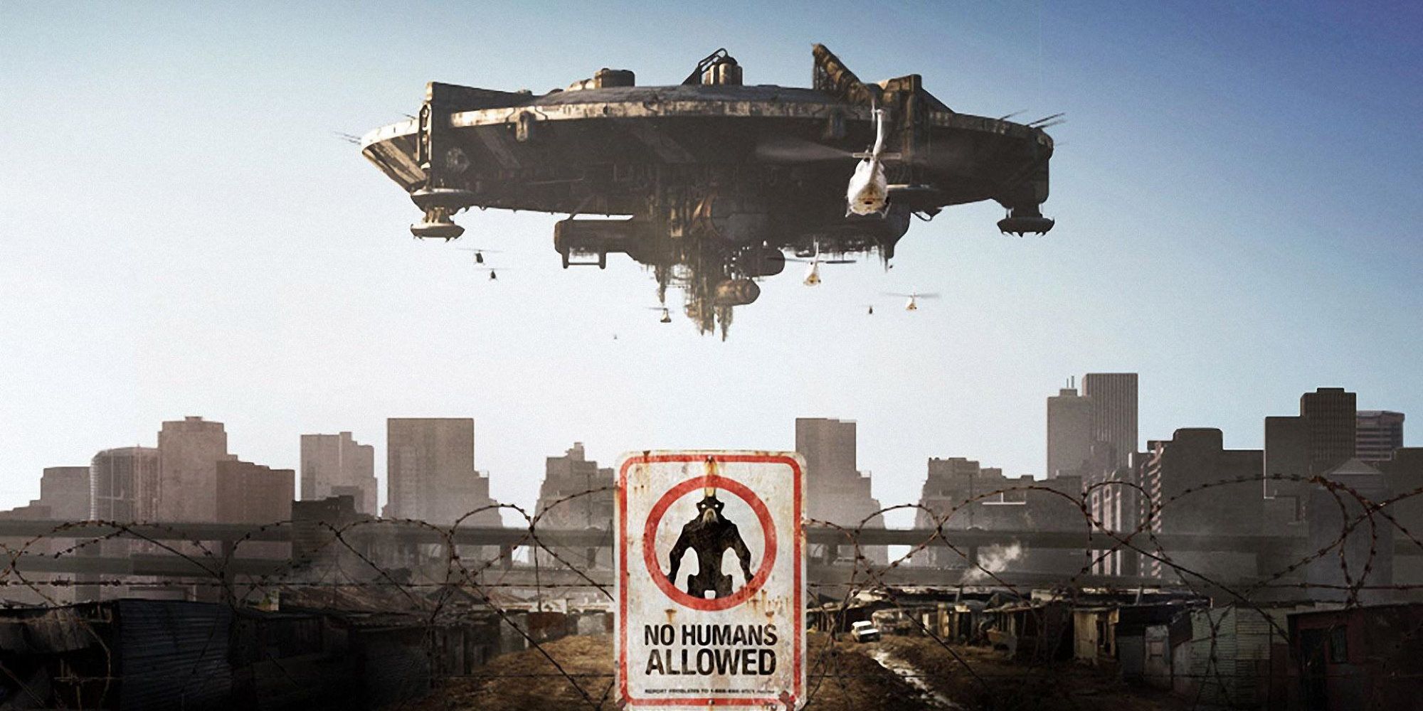 Poster for District 9 showing the spaceship