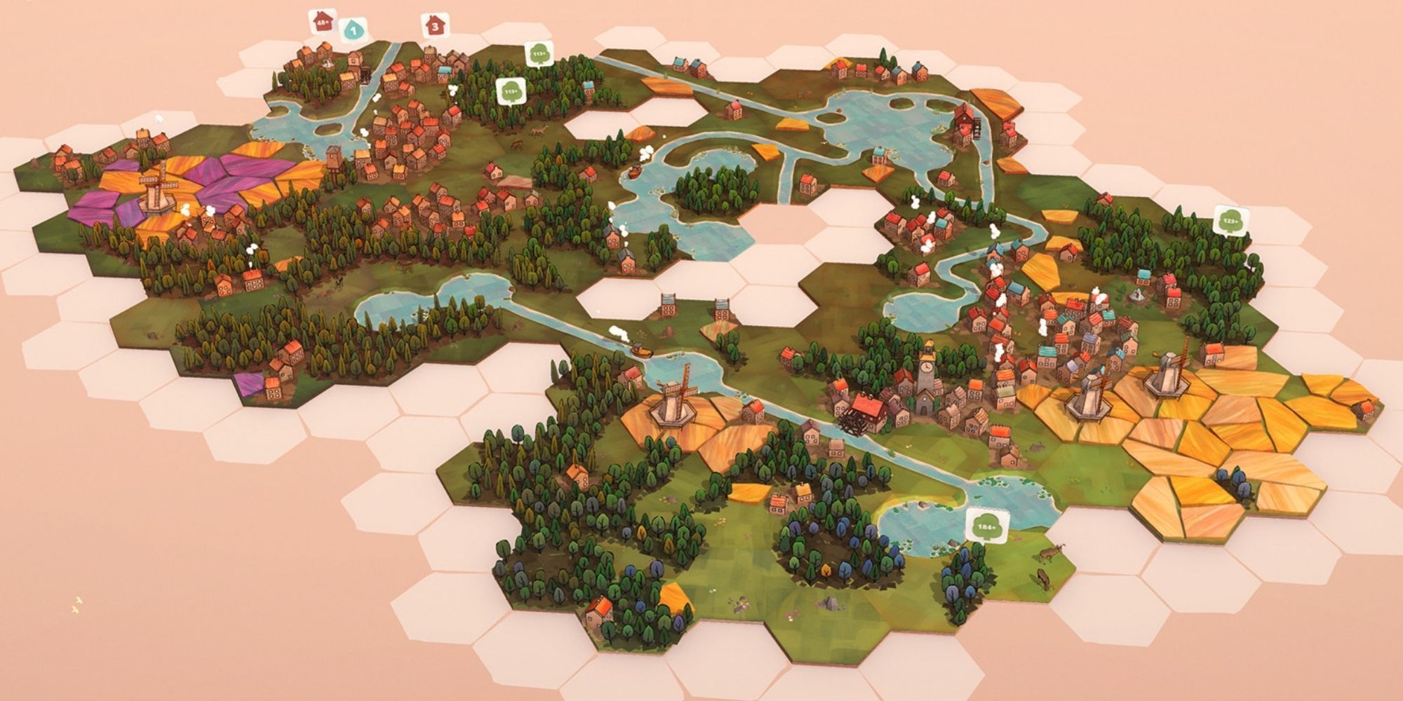 Dorfromantik in-game screenshot of player's board