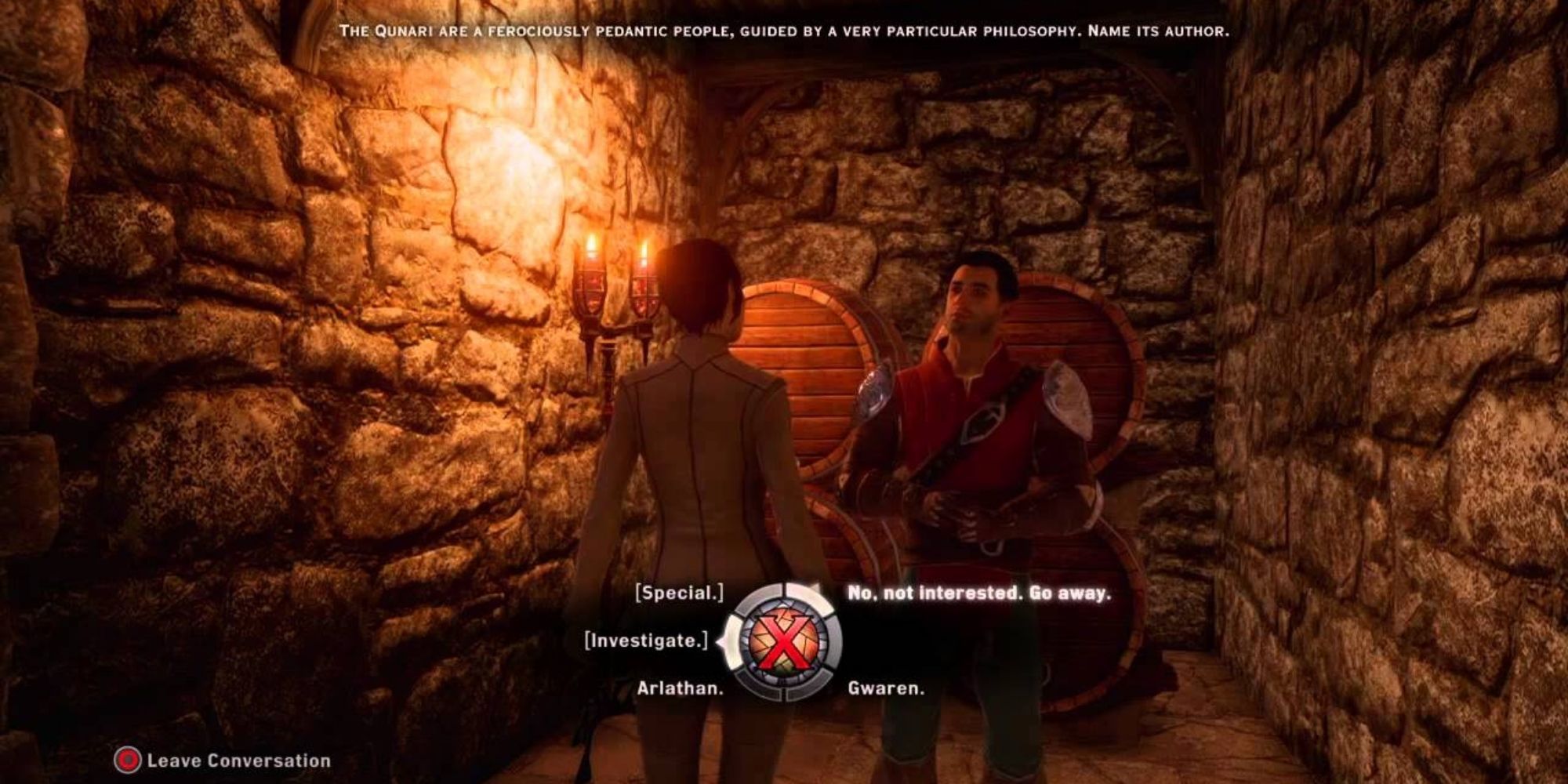 Dragon Age Inquisition, player talking to Lord Trifles Minutiae for the Quizquisition