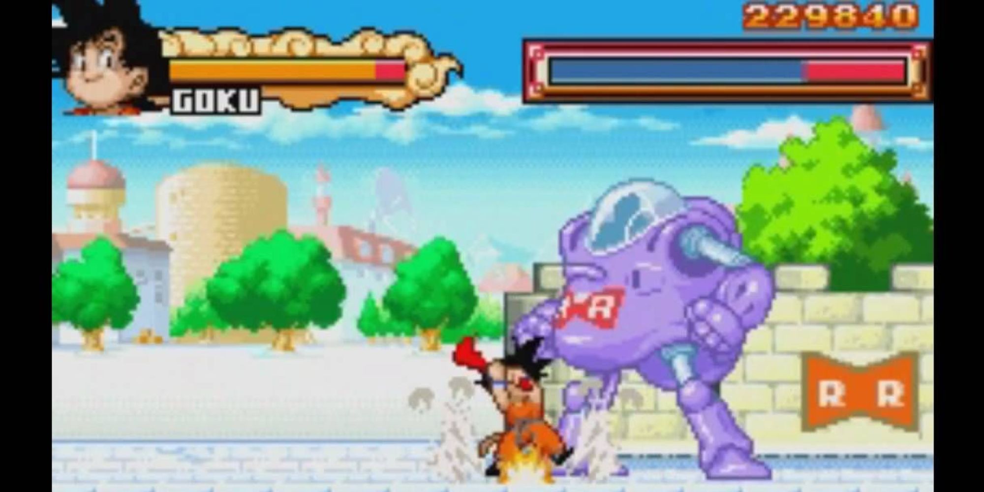 Goku Fighting a Red Ribbon Army robot.
