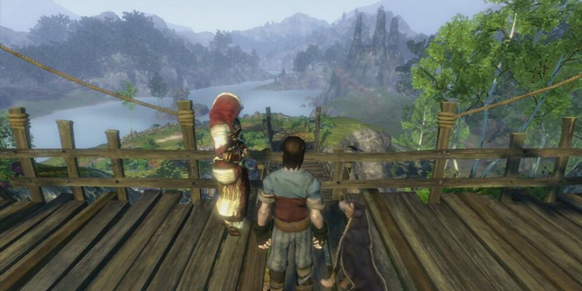 Fable II - The player and Theresa looking over Bower Lake