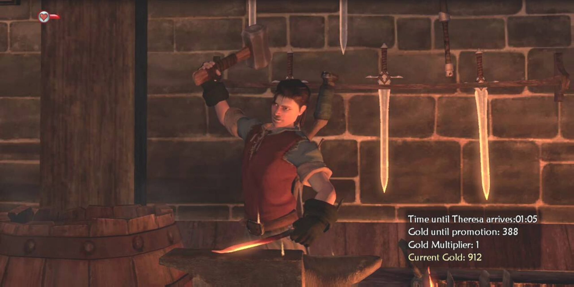 Fable II - The player during the blacksmith job