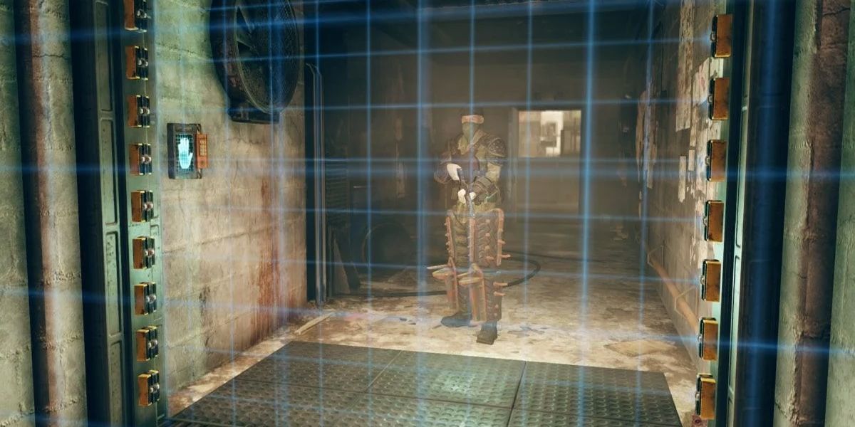 Fallout 76 Bunker Buster A Player stands behind a walled grid