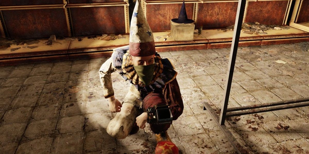 Fallout 76 Clowing Around a player in a clown outfit