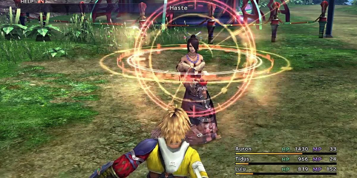 Final Fantasy 10 Lulu using Haste on Tidus