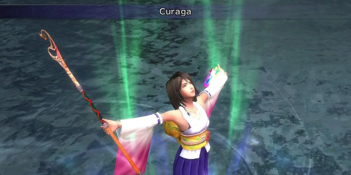 Final Fantasy 10 Yuna casting Curaga