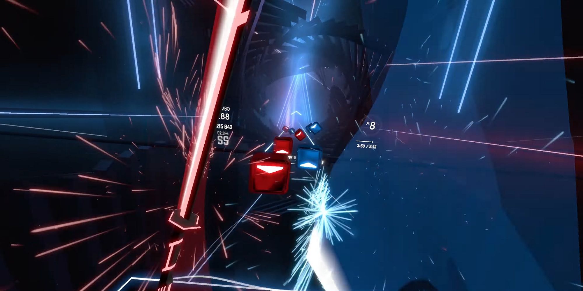 Fireworks blast in the map in Beat Saber